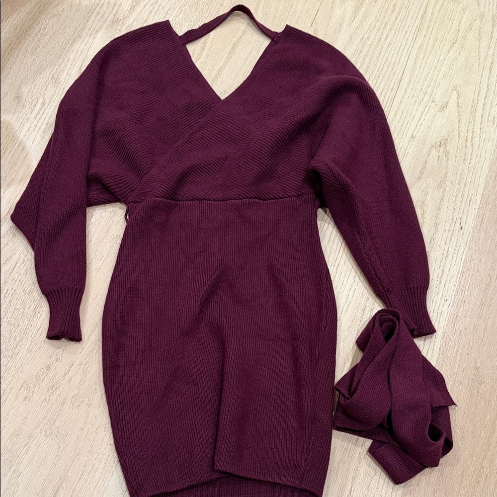 Vici Deep Burgundy Long Sleeve Dress